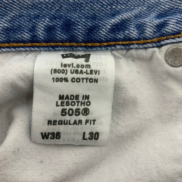 Levi’s 505 Straight Leg Regular Fit Mens Jeans 36 30 - Picture 12 of 13